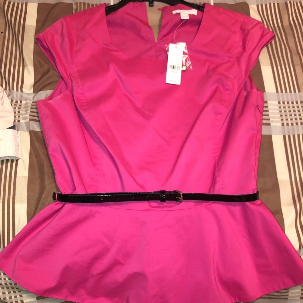 BRAND NEW Pink Peplum blouse with belt